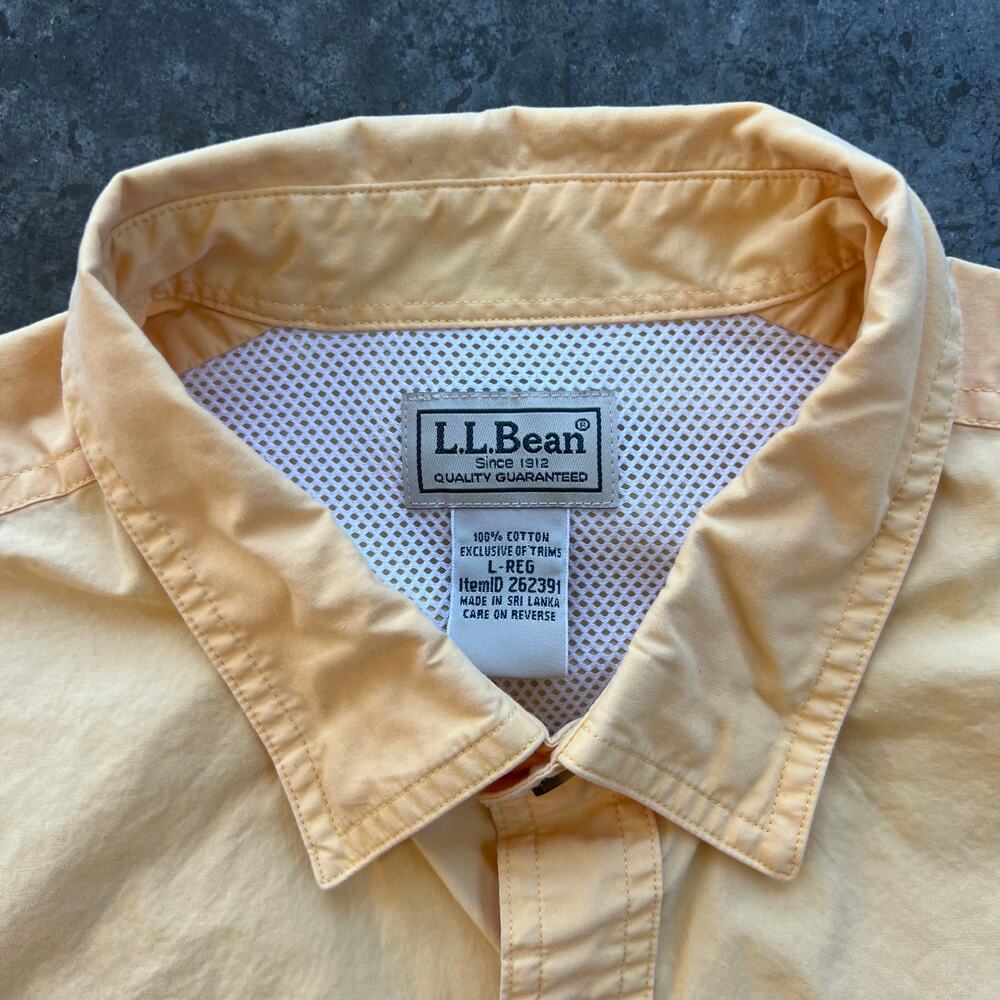 L.L. Bean Men’s Vented Fishing Shirt Short Sleeve Yellow Large Gorpcore VTG - Picture 3 of 6